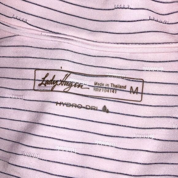 LADY HAGEN Polo Pink Breast Cancer Awareness Embroidered Ribbon Womens Medium - Picture 7 of 11